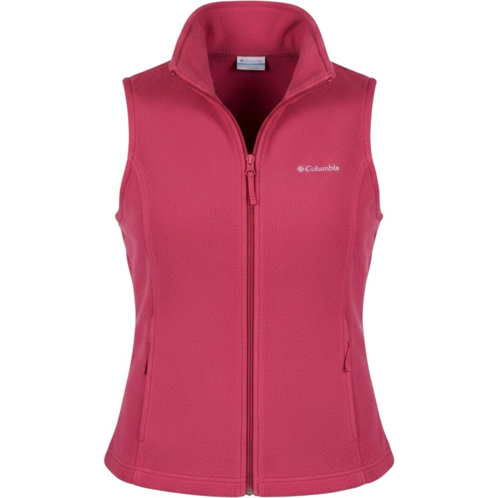 Columbia Fleece Vest Womens Medium Pink Excellent Full‎ Zip Zipper Pockets